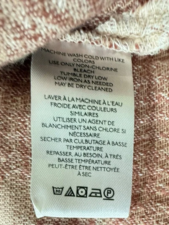 Free People Shirt Women L Beige Pink Plaid Button Up Long Sleeve - Picture 9 of 10